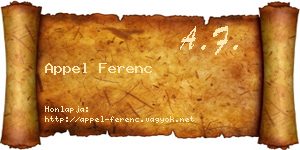 Appel Ferenc névjegykártya