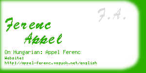ferenc appel business card